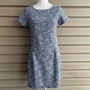 Ann Taylor Loft blue tweed stretch dress